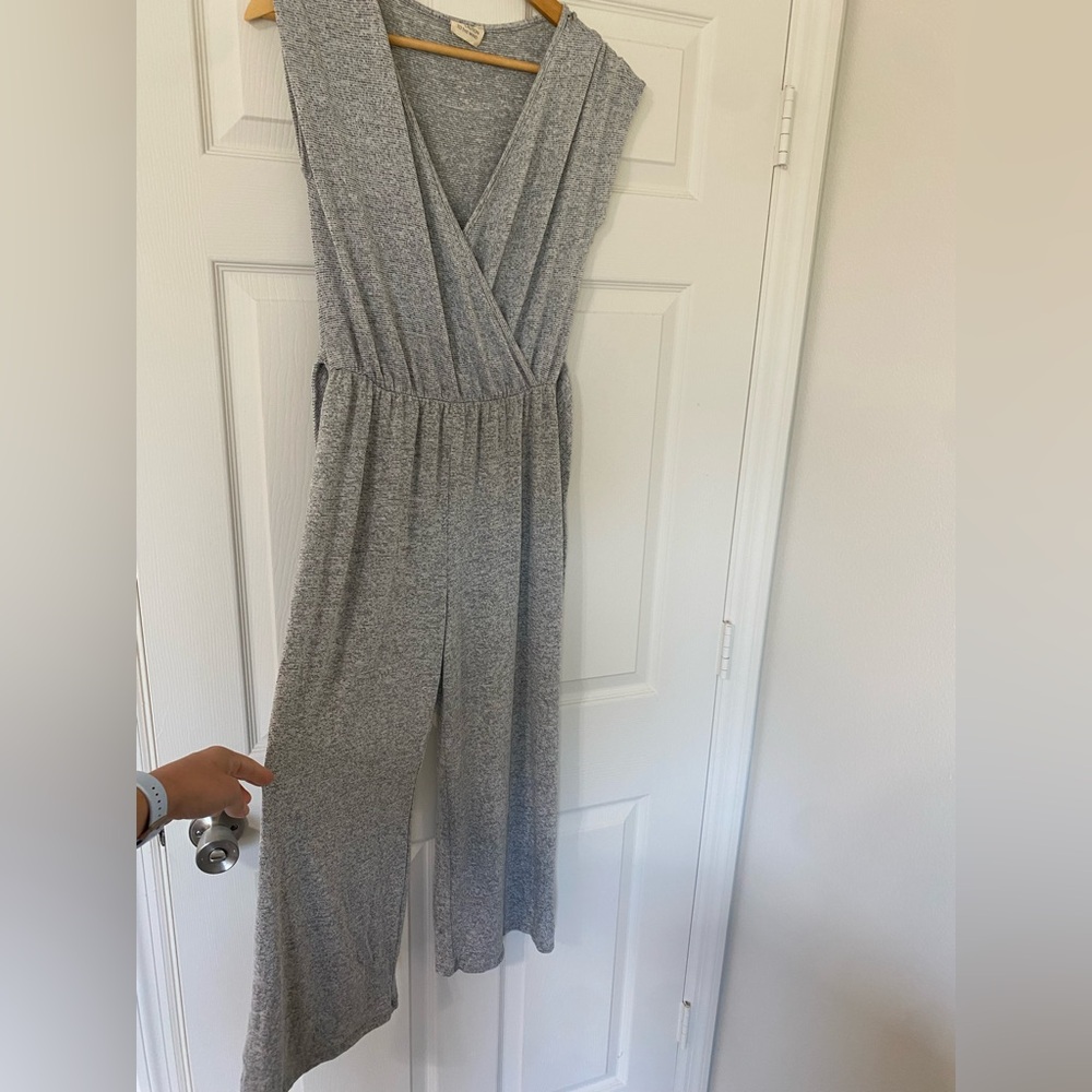 Caution To The Wind Heather Gray Jumpsuit